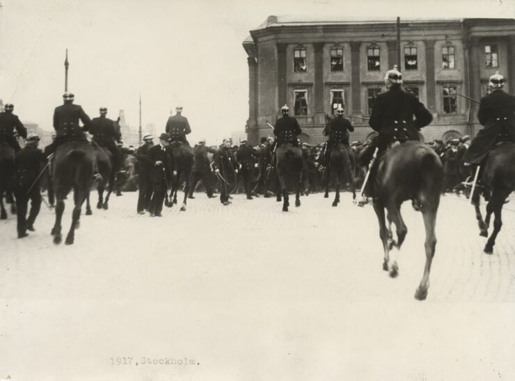 Historisk bild demonstration Stockholm 1917.