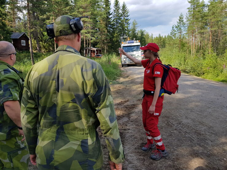 Frivilliga från Röda Korset vid skogsbränderna 2018.