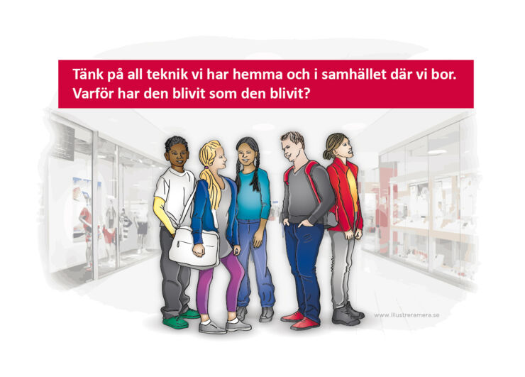 Illustration av barn i grupp i tecknat format.