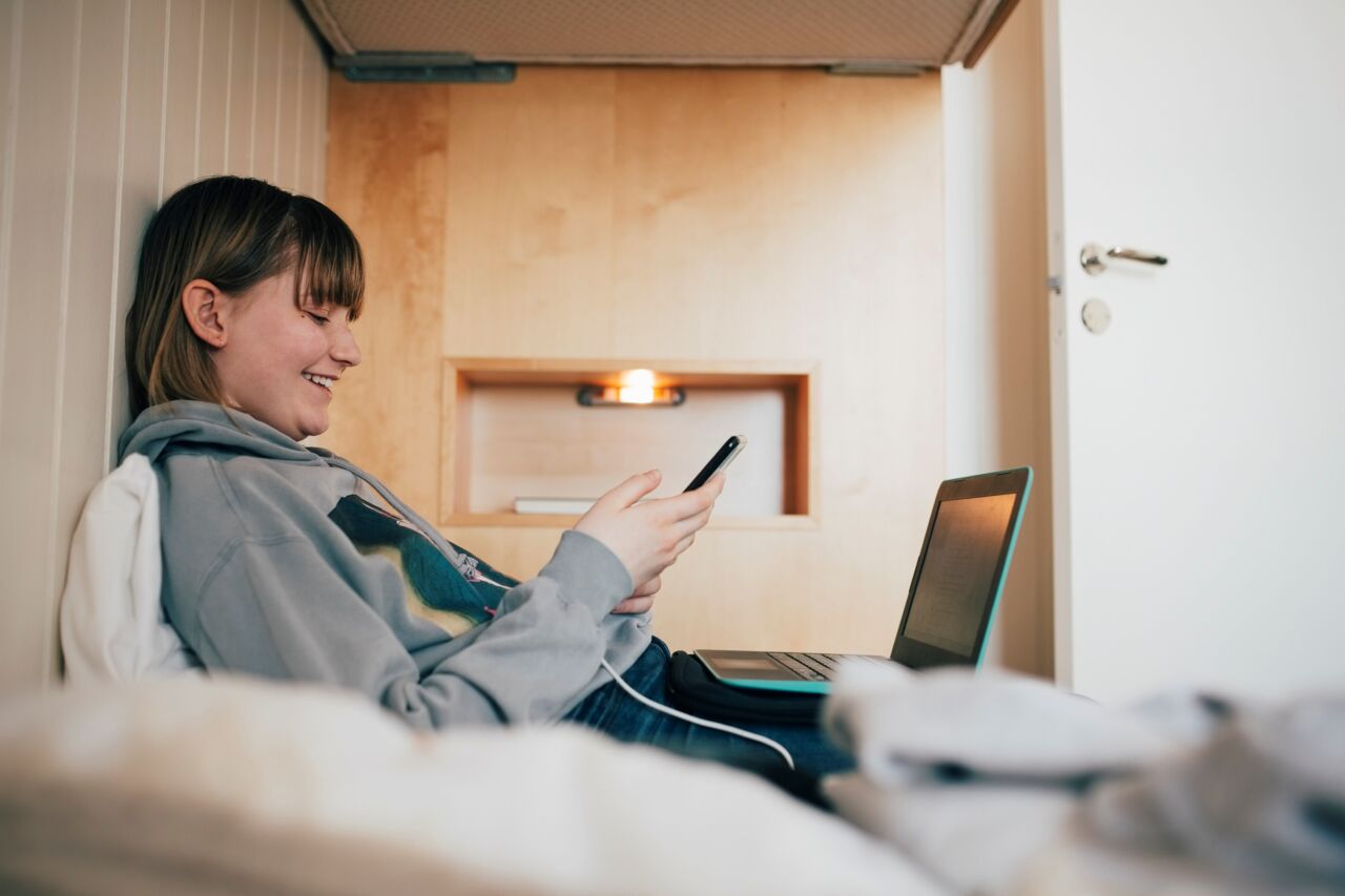 Woman studying from home