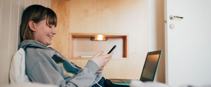 Woman studying from home