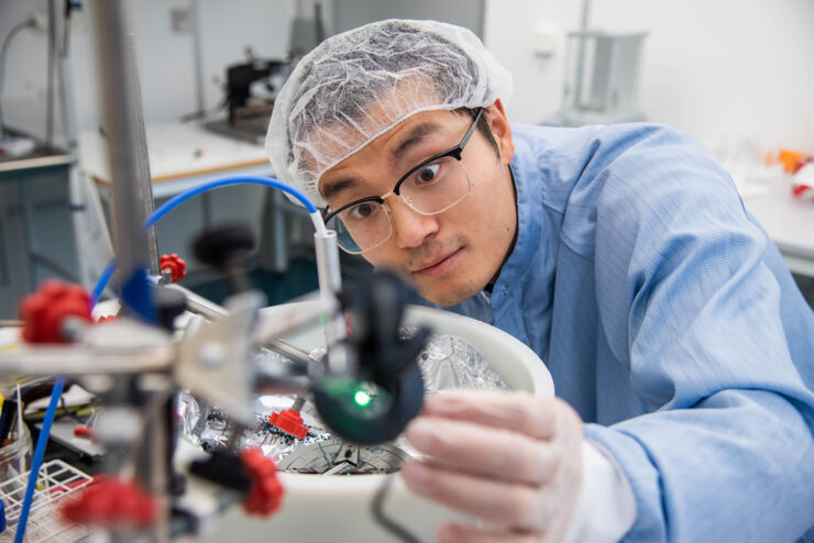 Postdoctor Rui Zhang in the laboratory