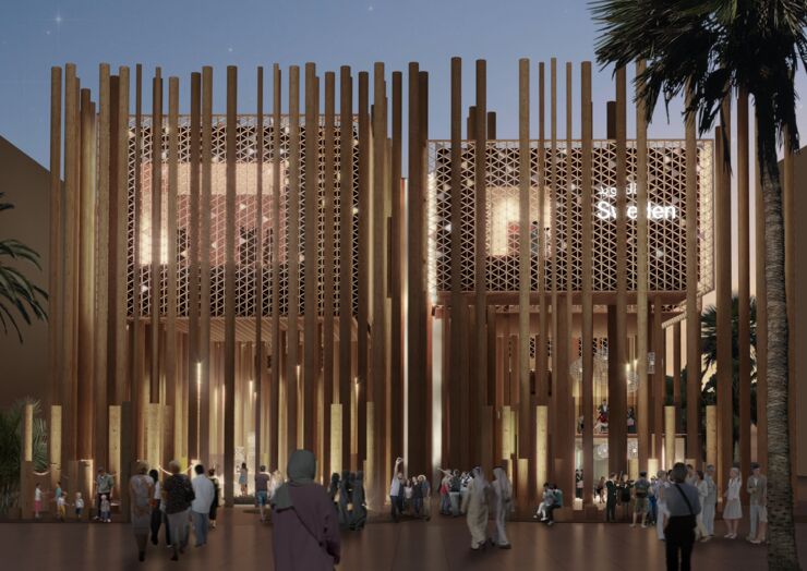 Svenska paviljongen på Dubai Expo från utsidan