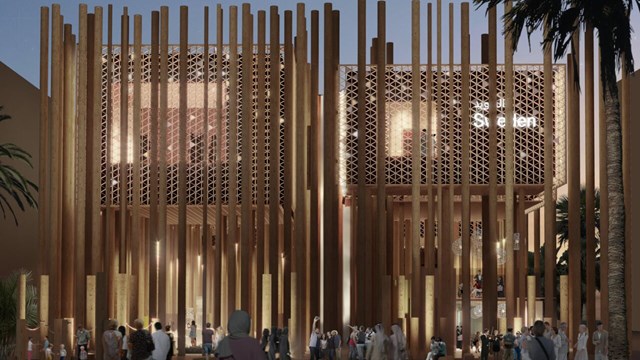 Svenska paviljongen på Dubai Expo från utsidan