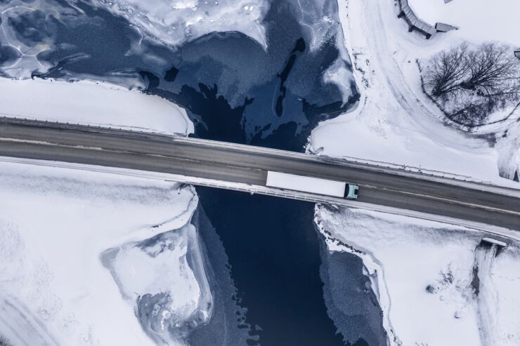 Electric truck on Swedish winter roads