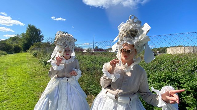 Ladies dressed in toilet paper