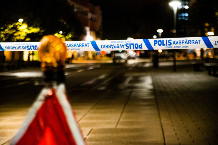  Barrier tape at a crime scene.