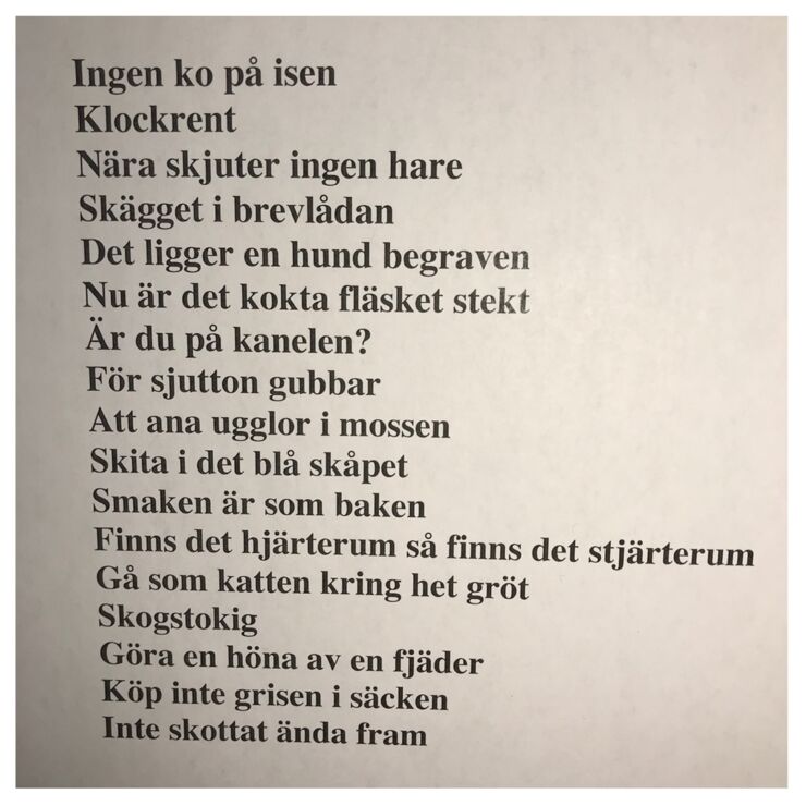Picture of Swedish text on a piece of paper.