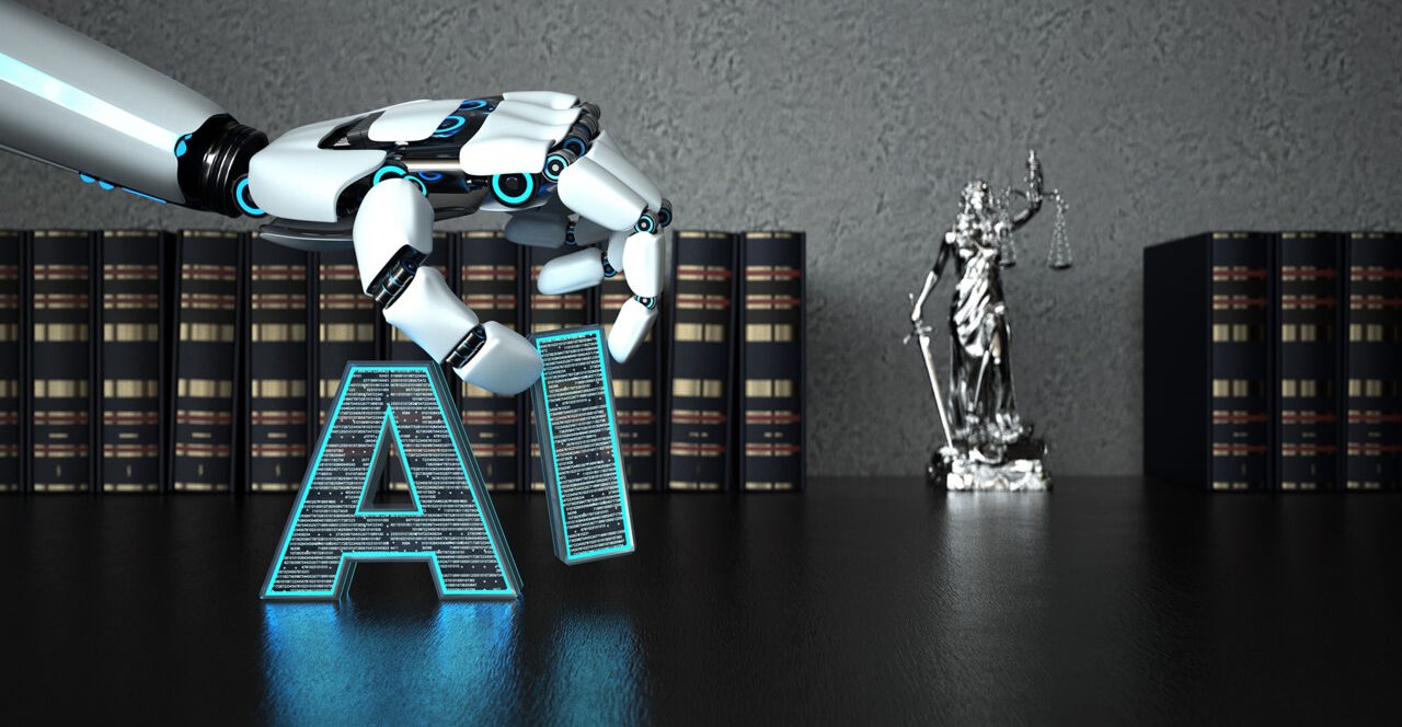 The letters AI is placed on a book shelf. A robothand is lifting the I letter.