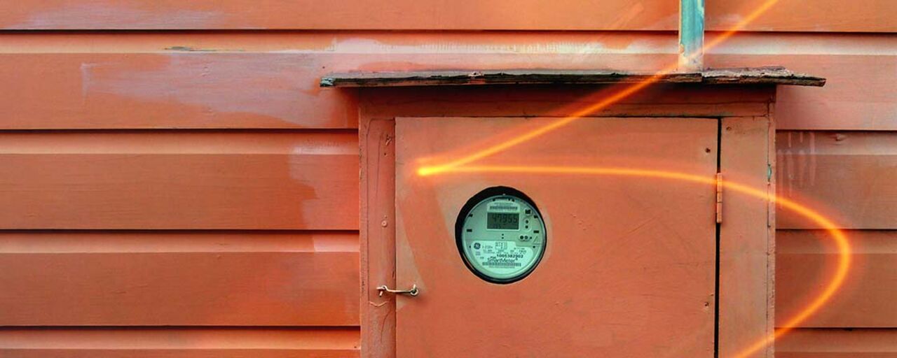 A red electrical cabinet.