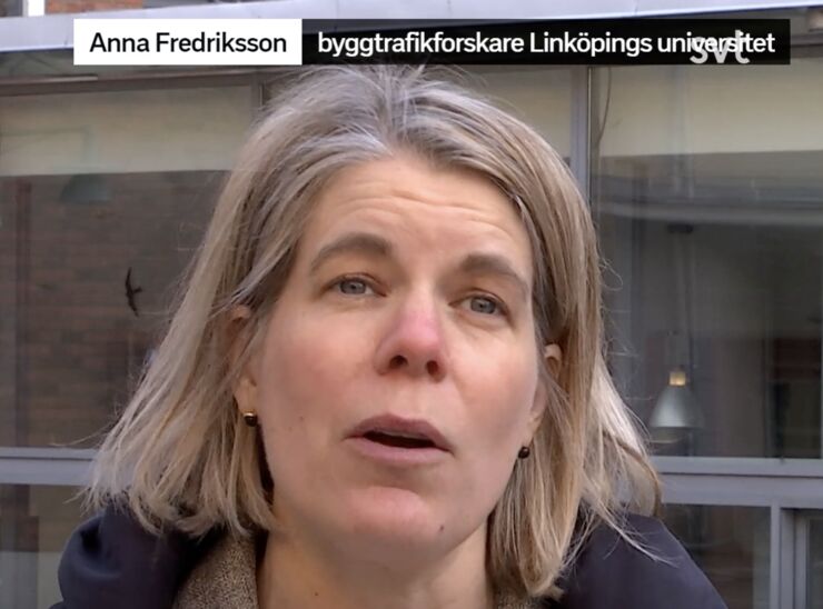 En stillbild från en intervju med Anna Fredriksson på SVT Öst