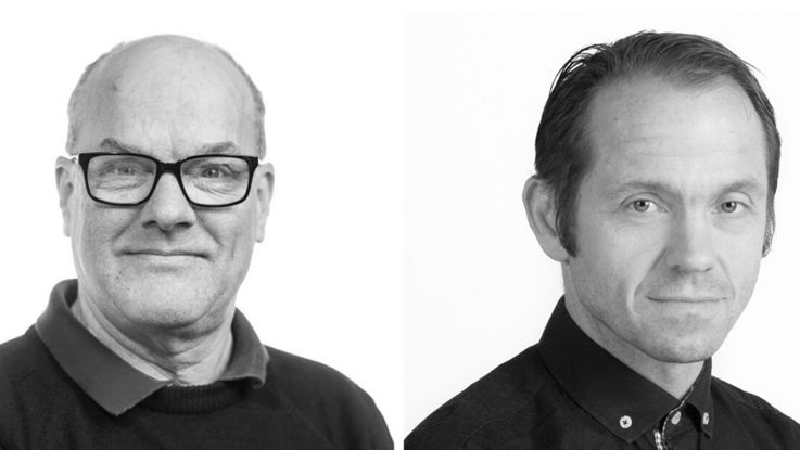 Porträtt av Per-Anders Forstorp och Gissur Ó Erlingsson i svartvitt.