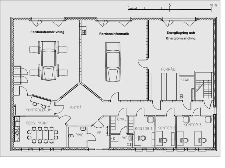 A sketch of the interior of the building