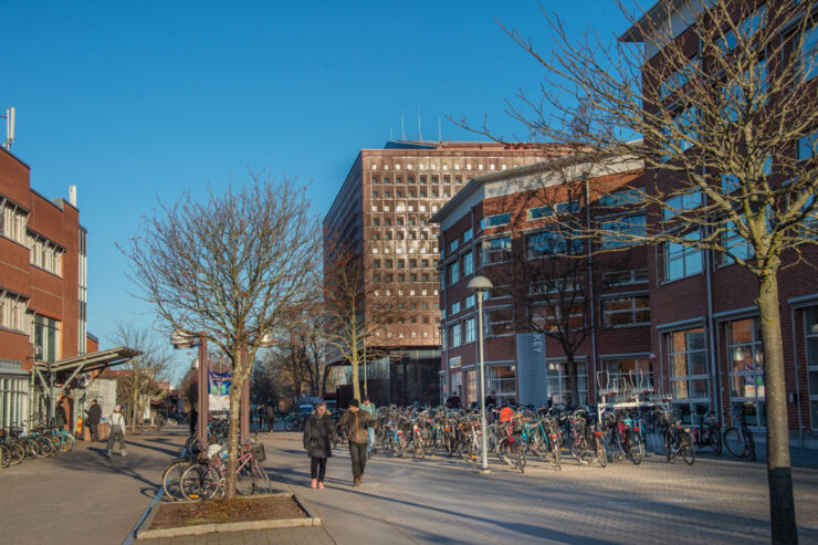 Studenter vid Studenthuset på Campus Valla.