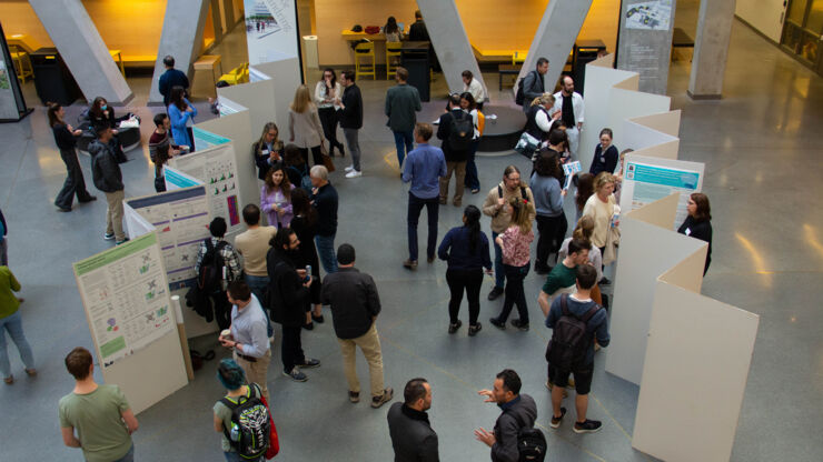 A picture taken from above during the poster session when the WCMM symposium took place in 2022.