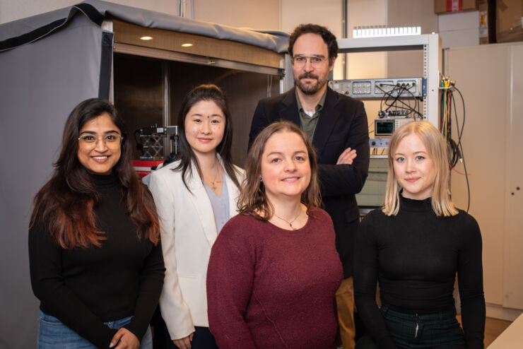 The research team gathered in the lab.