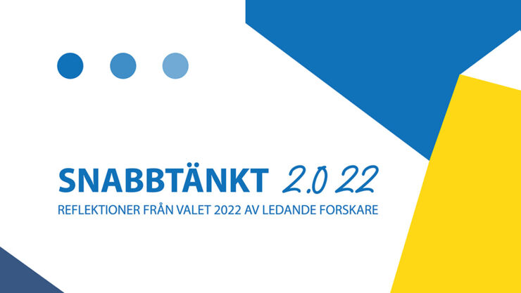 En gul, vit och blå banner för Snabbtänkt 2022.