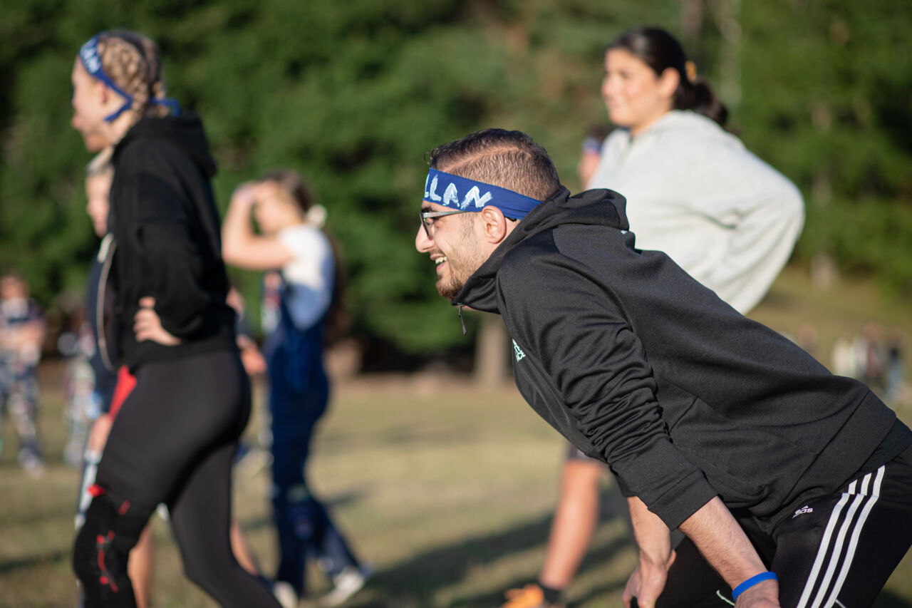Picture of students playing fire ball.