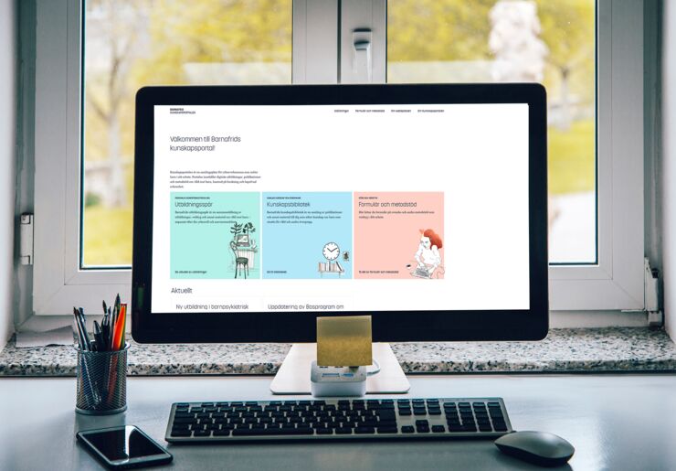 Skärm som visar Barnafrids kunskapsportal