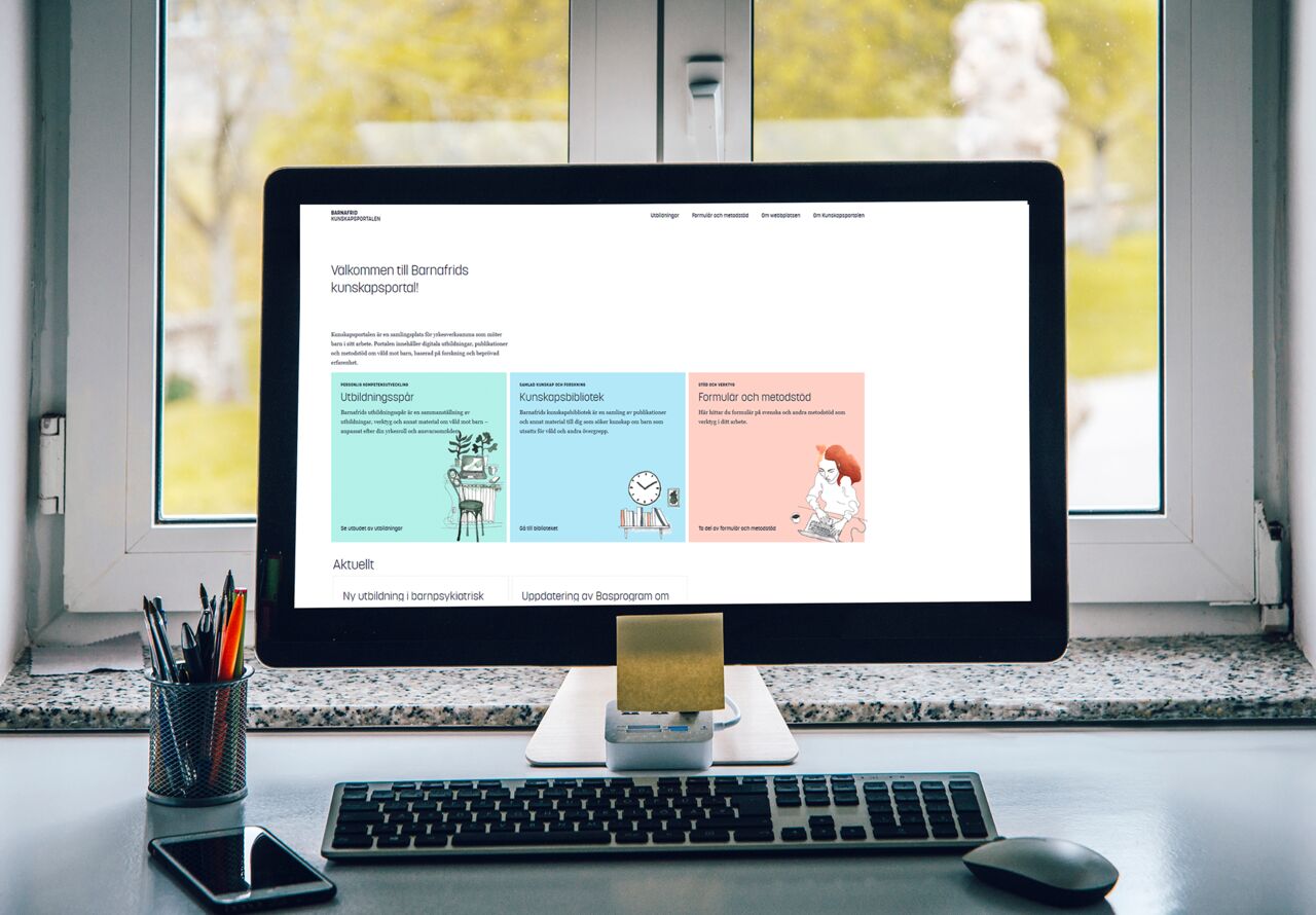 Skärm som visar Barnafrids kunskapsportal