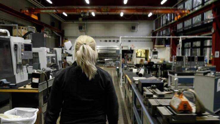 A women in the industrial workshop environment