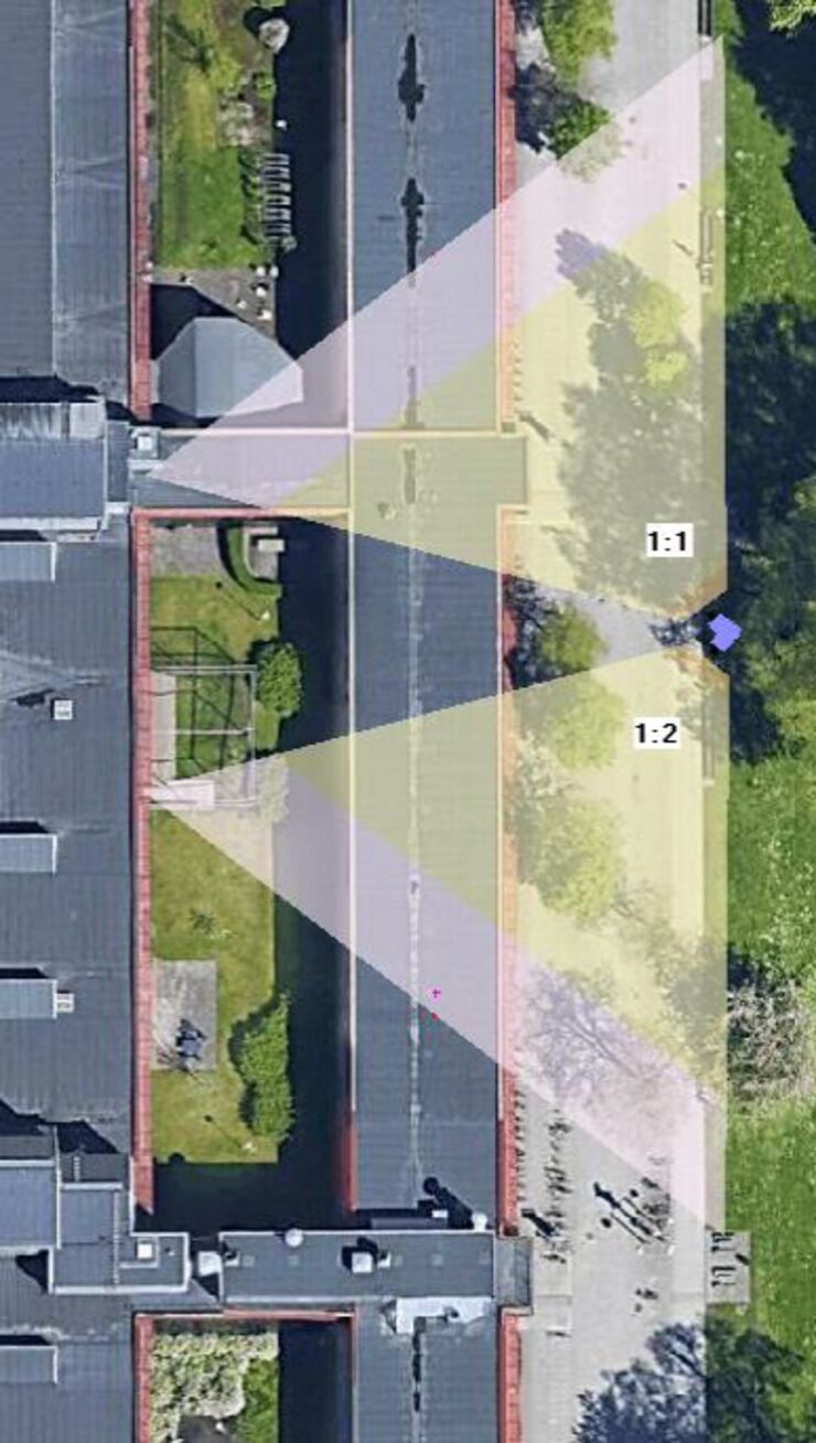 Sensor positions and approximate fields of view