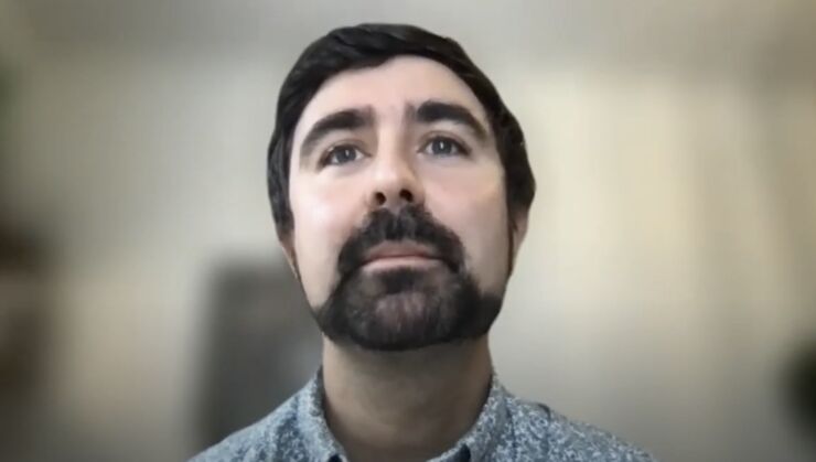 Stephen Woroniecki in a Zoomcall.