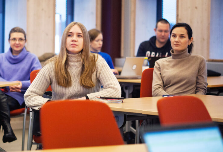 Teacher from Ukraine in lecture hall