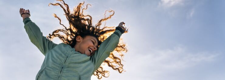 Happy girl, jumping