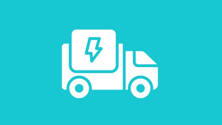 Illustration of a truck and electricity symbol. 