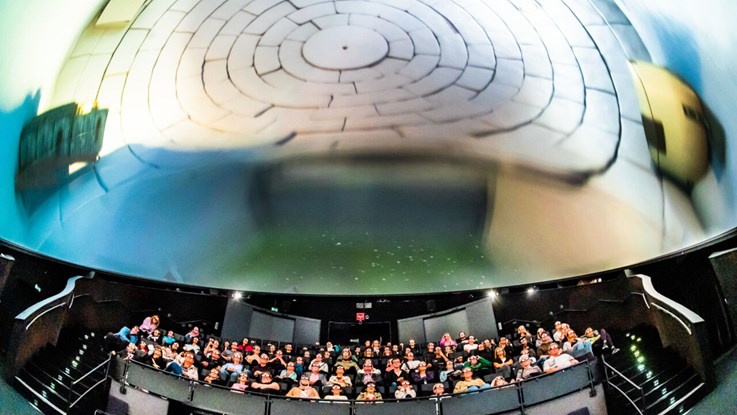 The Dome theatre at Visualiseringscenter C from a fisheye perspective.
