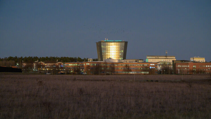 Landskap med Linköpings Science park i bakgrunden. 