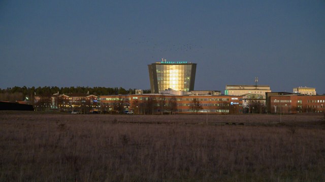 Landskap med Linköpings Science park i bakgrunden. 