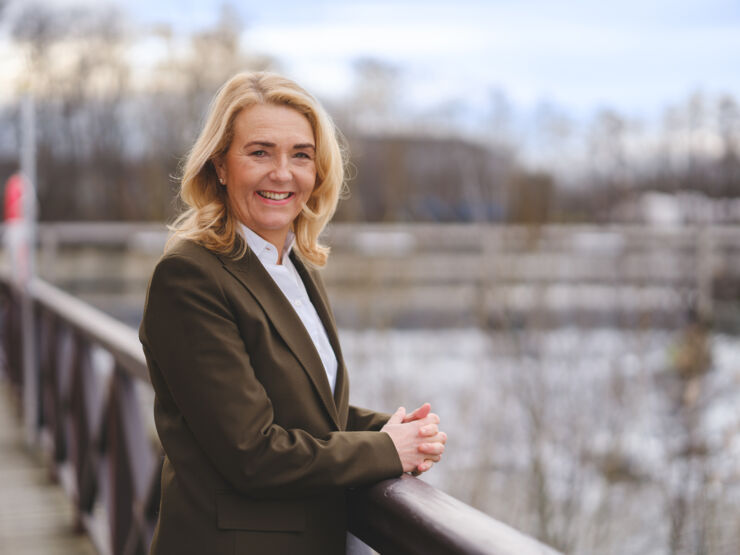 Portrait of woman on bridge