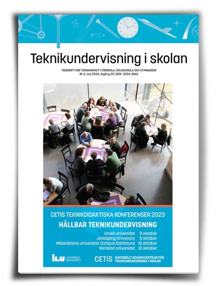 Omslag CETIS tidskrift med inbjudan till konferensen hållbar teknikundervisning. 