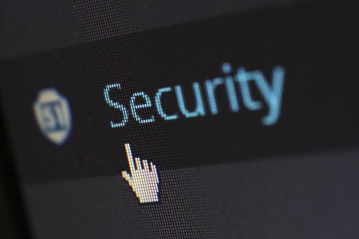 A screen with the word Security and a mouse pointer