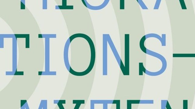 Bild på ett bokomslag med ljusgröna och vita grafiska halvcirklar