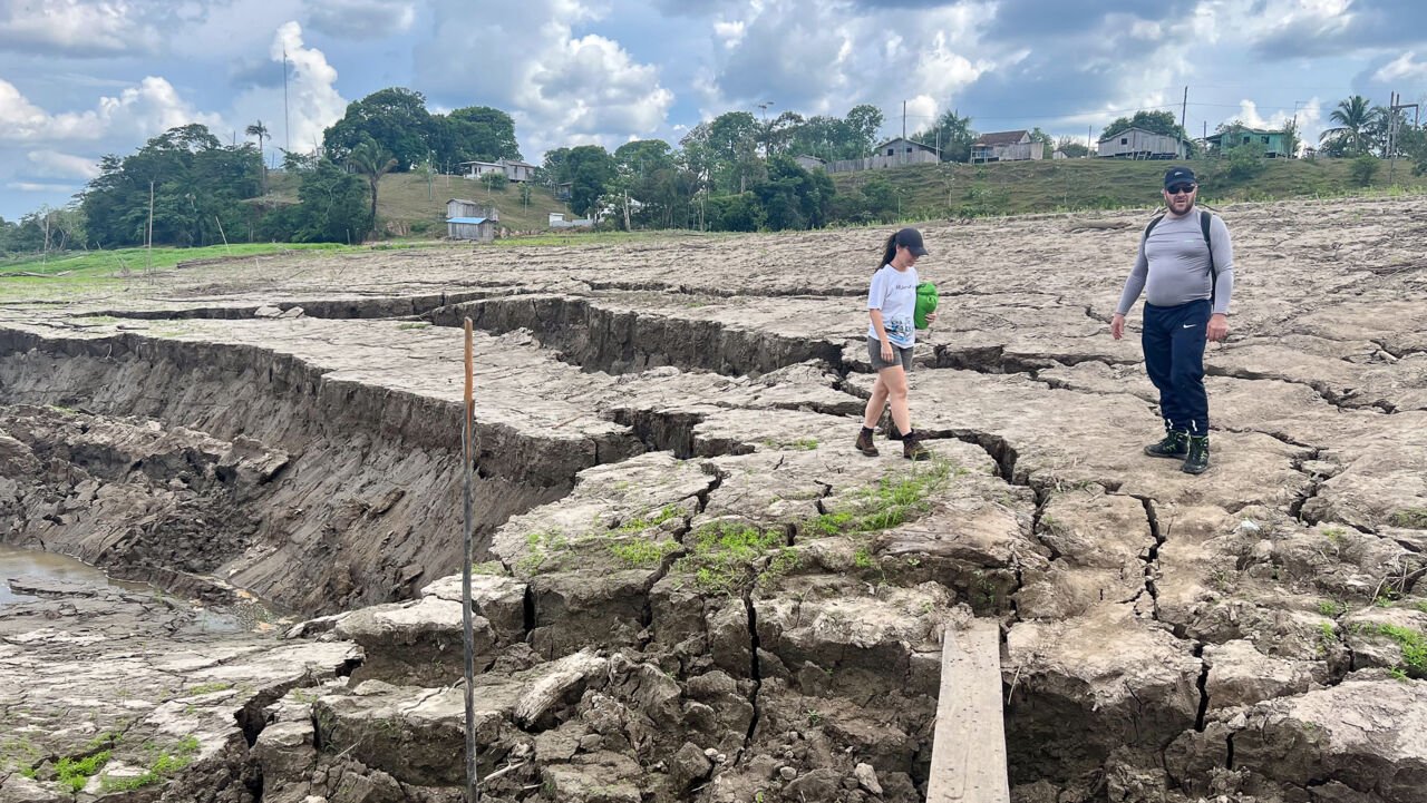 Low water levels in the river.