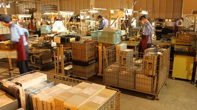Fujitsu factory taking apart computers in Japan.