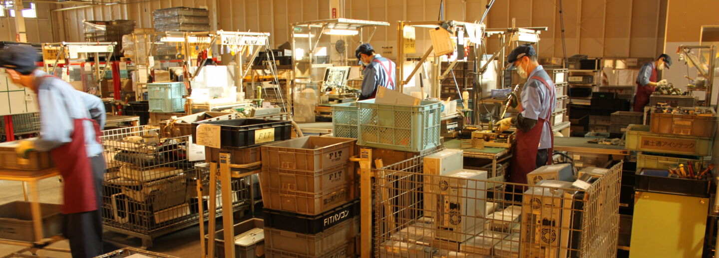 Fujitsu factory taking apart computers in Japan.