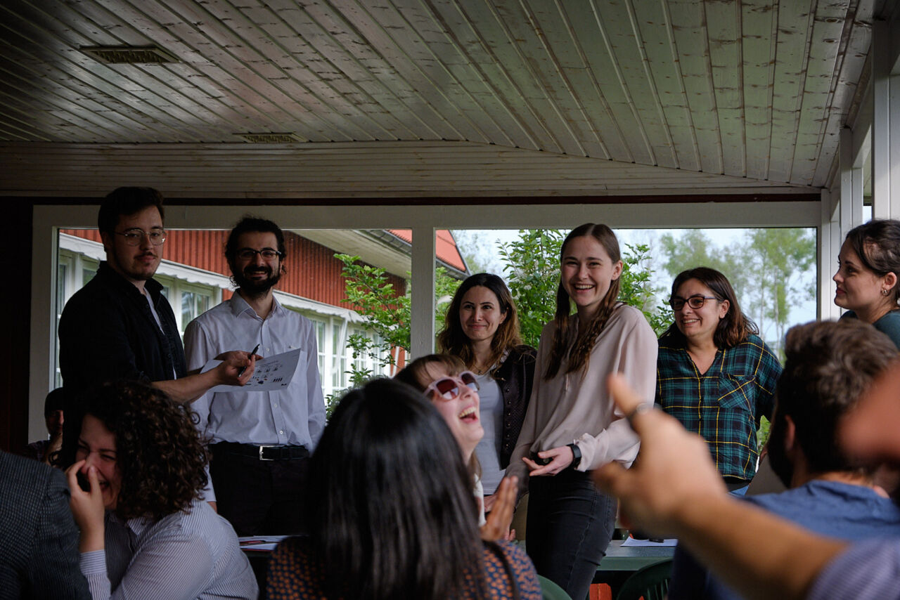 Group of people having a good time.