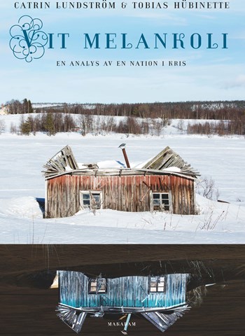 Omslag för publikation 'Bokomslag med ett vinterlandskap och en trasig röd liten stuga.'