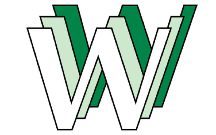 tidig www-logotyp, tre dubbel-v på varandra.