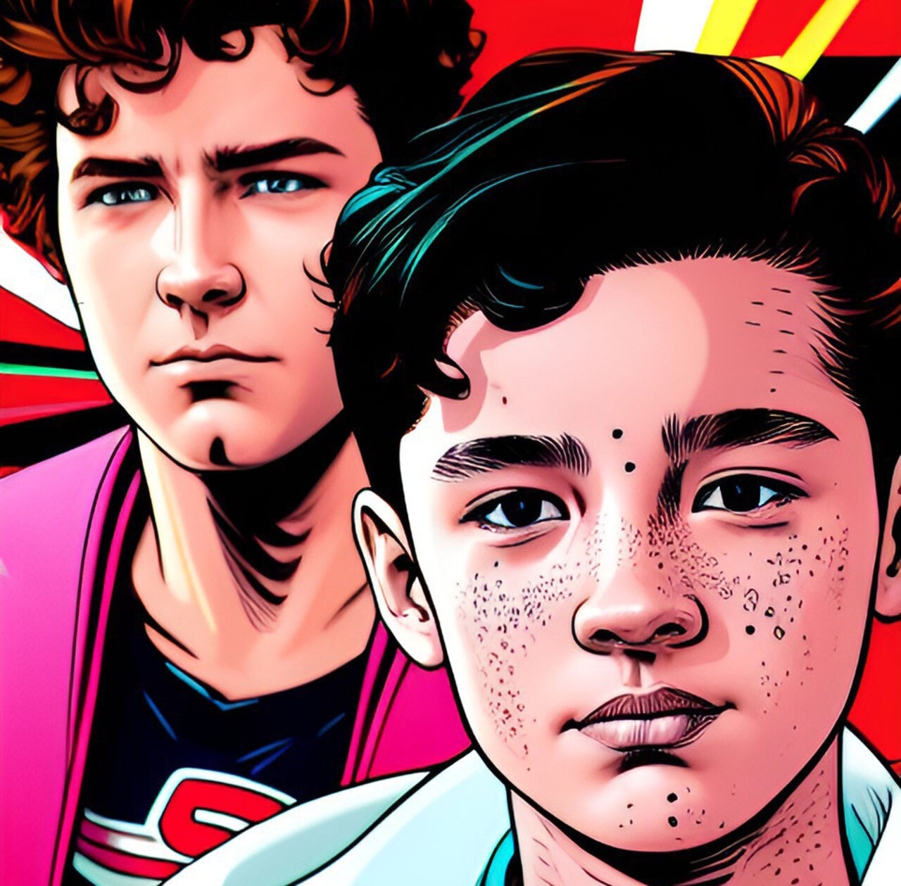 Seriestrip: Två unga pojkar.