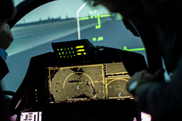 instrument panel in a cockpit.