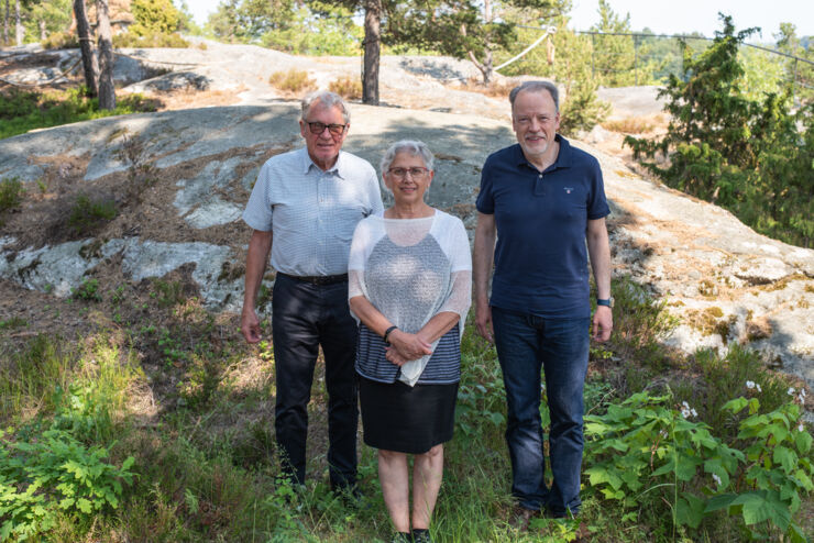 Three people standing outside at Djurönäset