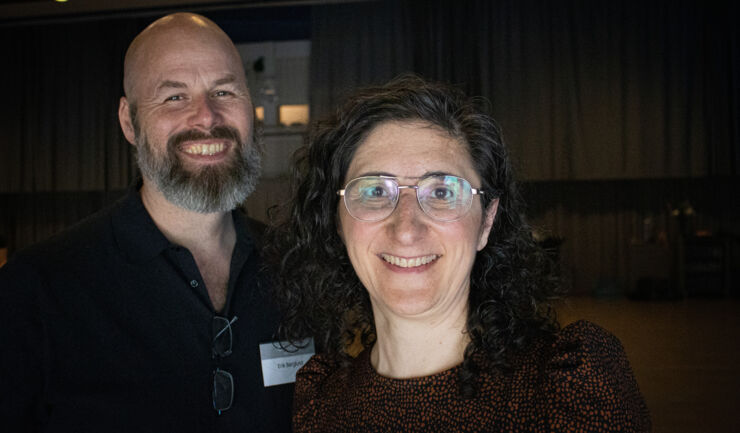 Photo of one male and one female scientist.