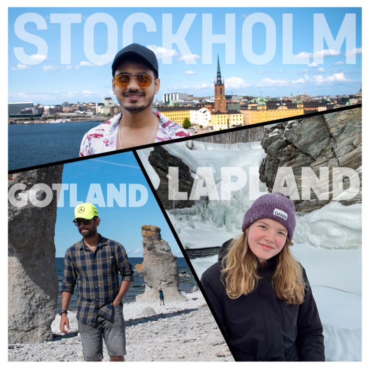 Collage of participated Abhijeet, Milou and Akash in various parts of Sweden.