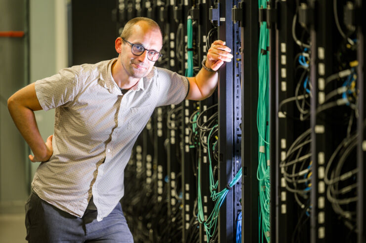 Man in computer hall.