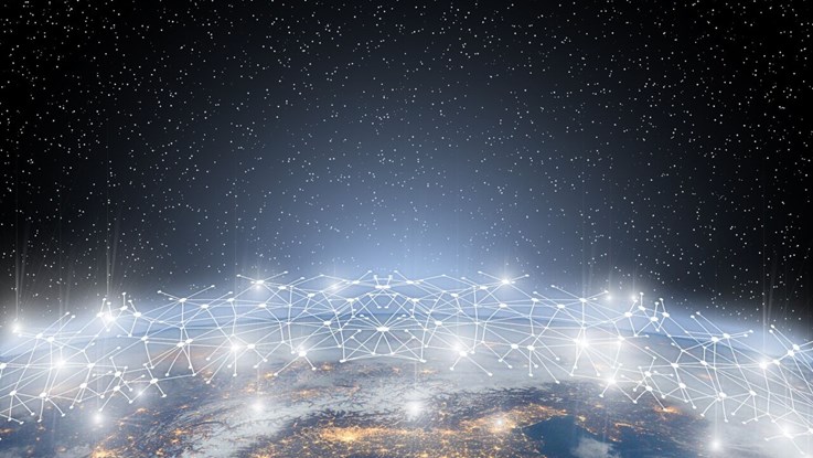 Globala nätverk sammankopplade med ljus.